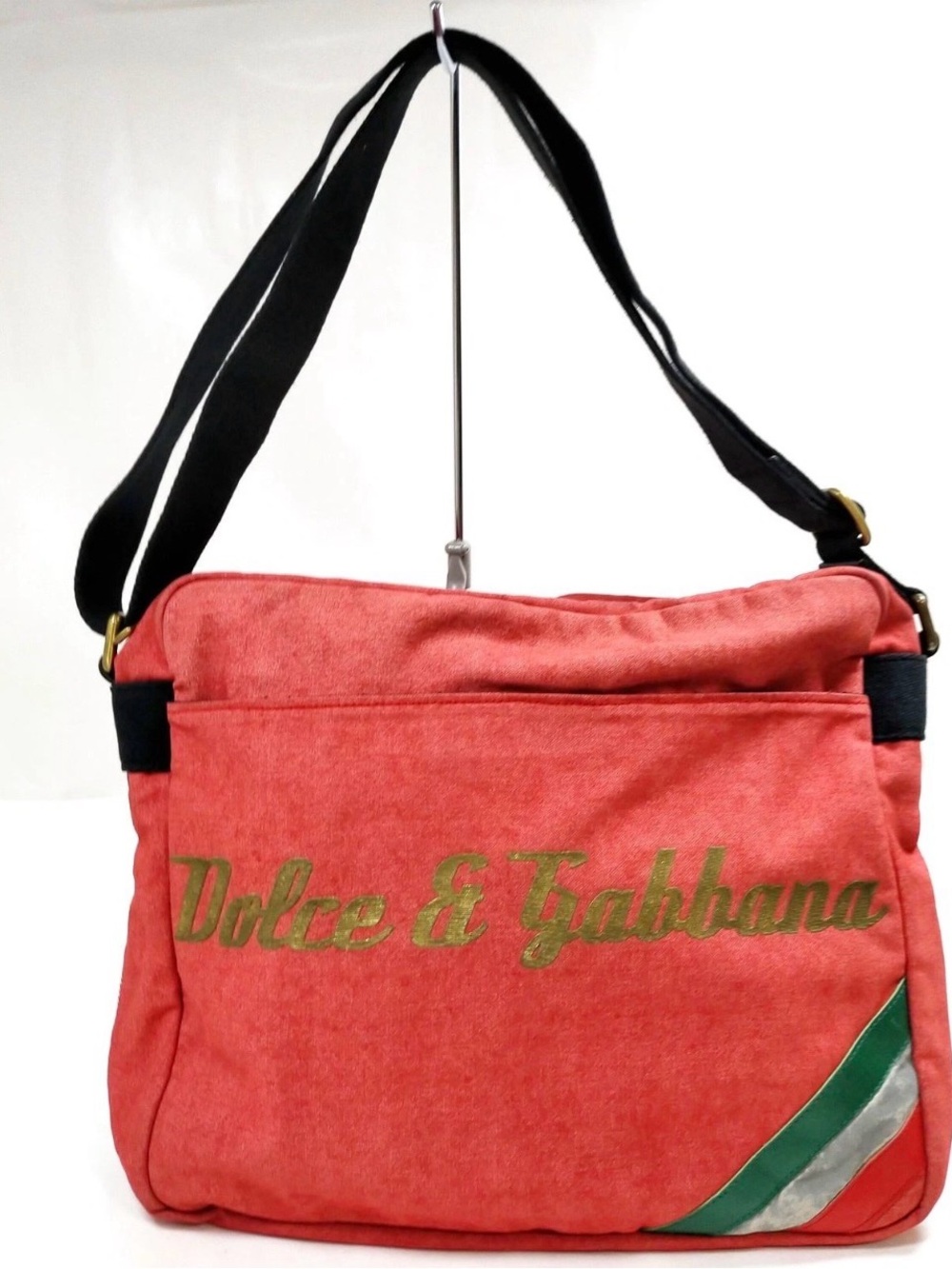 Dolce & Gabbana Red Shoulder Bag with Gold Logo and Italian Stripe - Picture 6 of 14